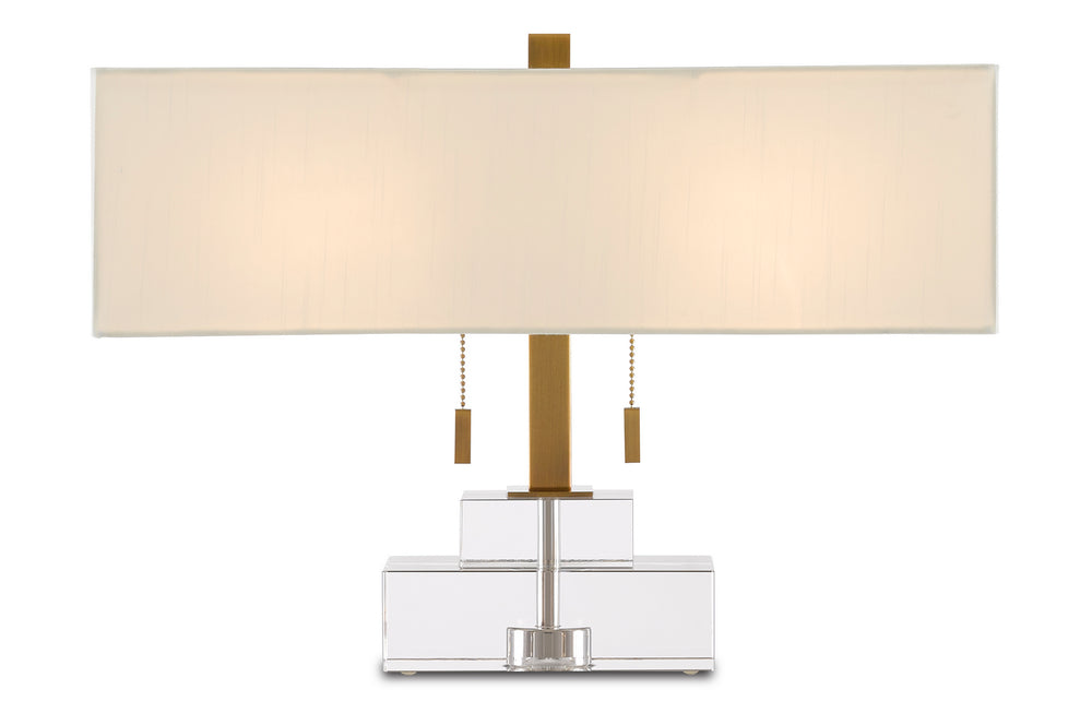 Currey and Company - Two Light Table Lamp - Chiara - Clear/Antique Brass- Union Lighting Luminaires Decor