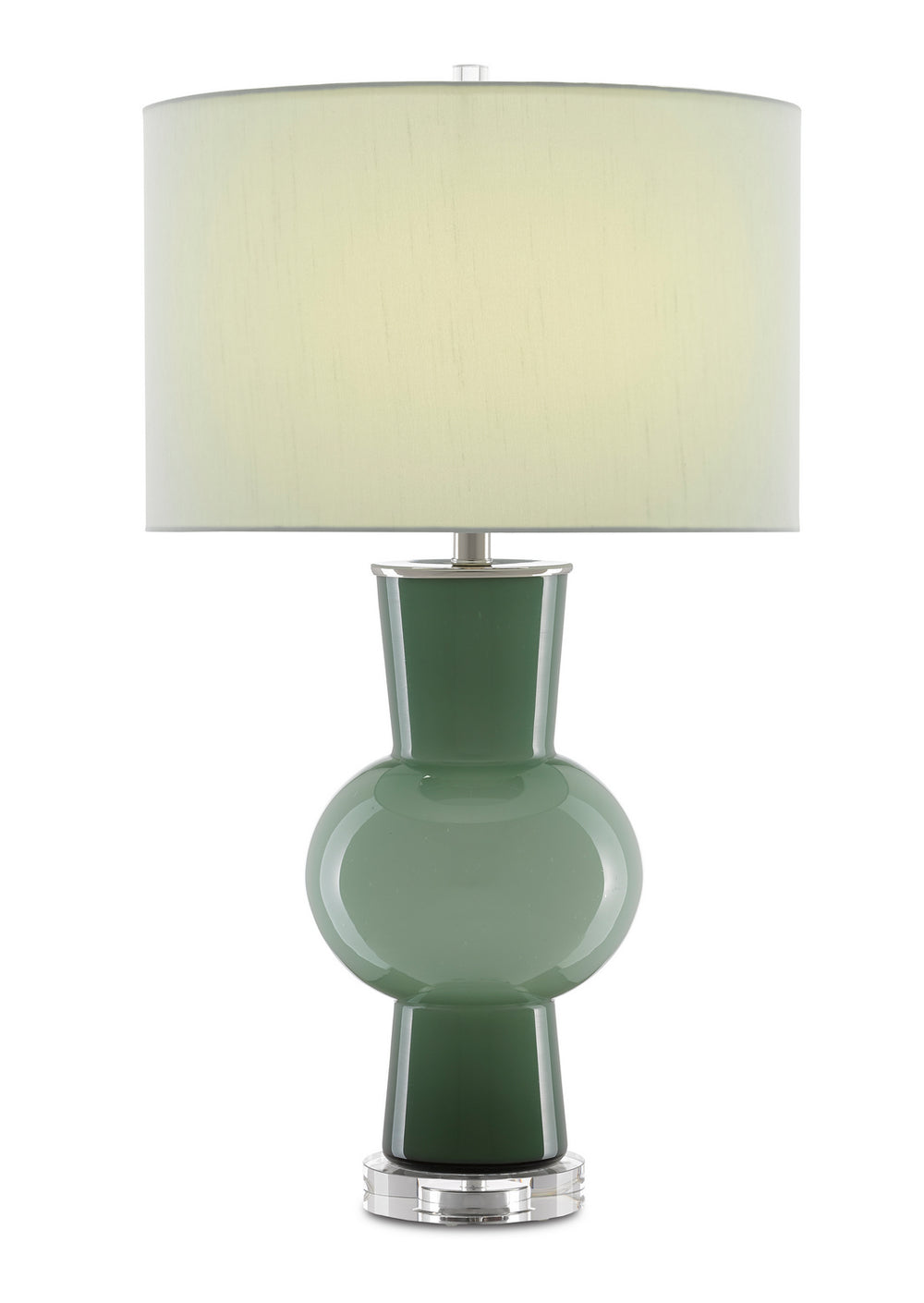 Currey and Company - One Light Table Lamp - Duende - Light & Dark Green/Polished Nickel/Clear- Union Lighting Luminaires Decor
