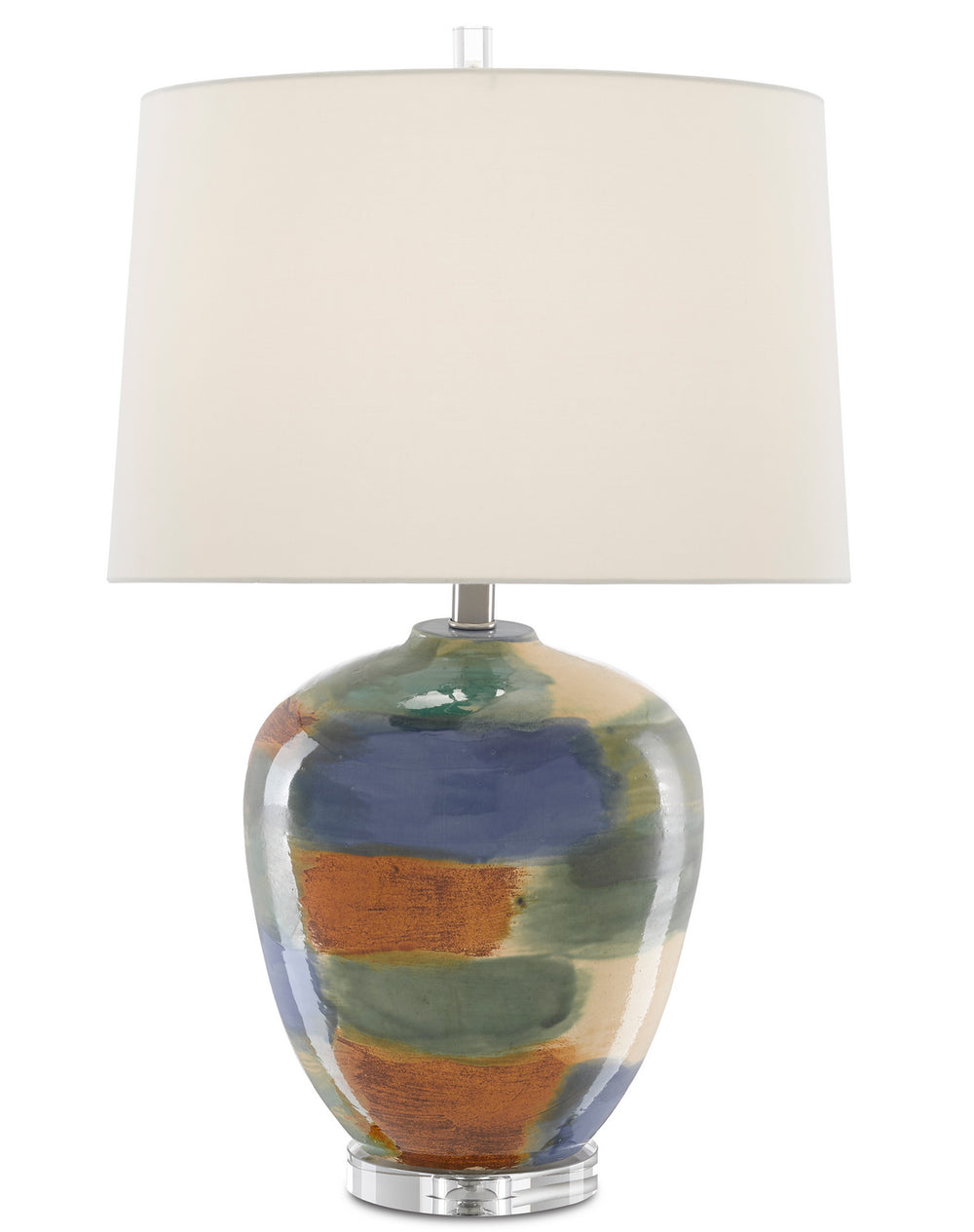 Currey and Company - One Light Table Lamp - Rainbow - Blue/Green/Sand/Rust/Clear- Union Lighting Luminaires Decor