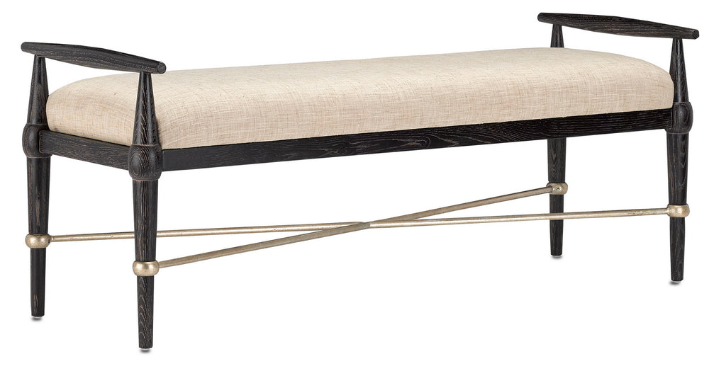 Currey and Company - Bench - Perrin - Ebonized Wood/Silver Granello- Union Lighting Luminaires Decor