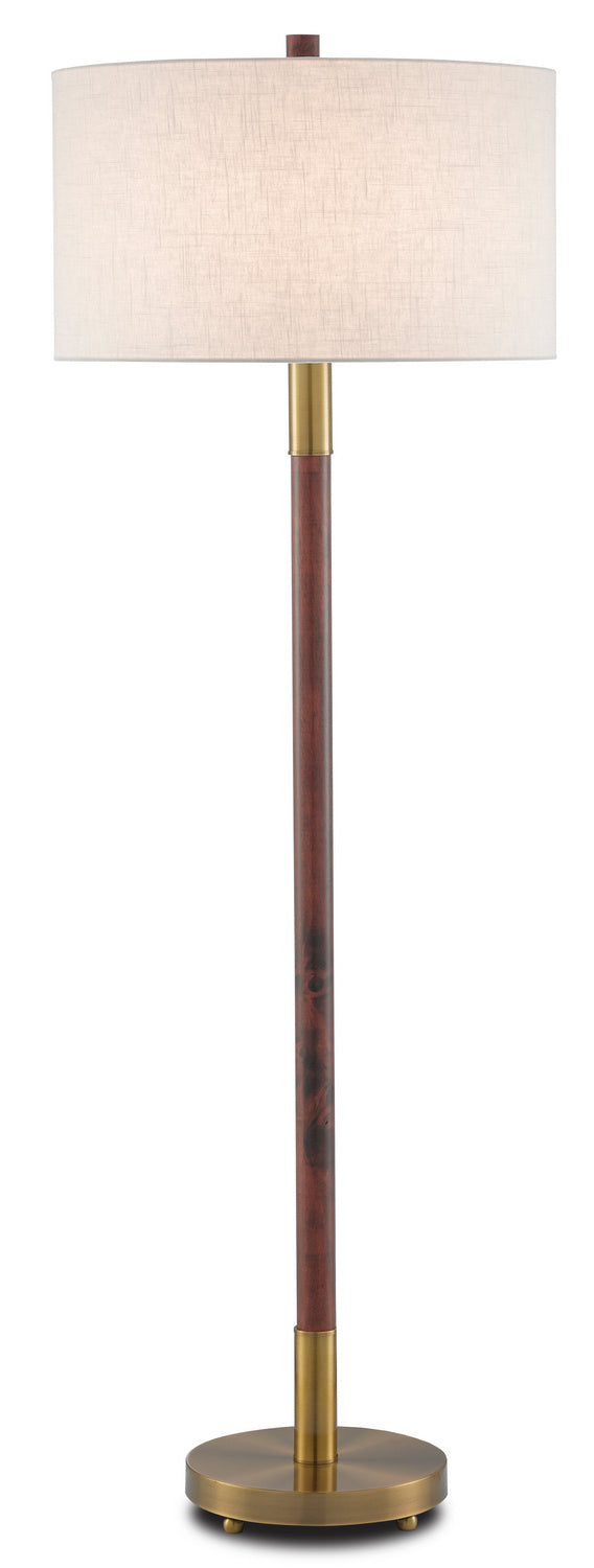 Currey and Company - One Light Floor Lamp - Bravo Collection - Mahogany/Antique Brass- Union Lighting Luminaires Decor