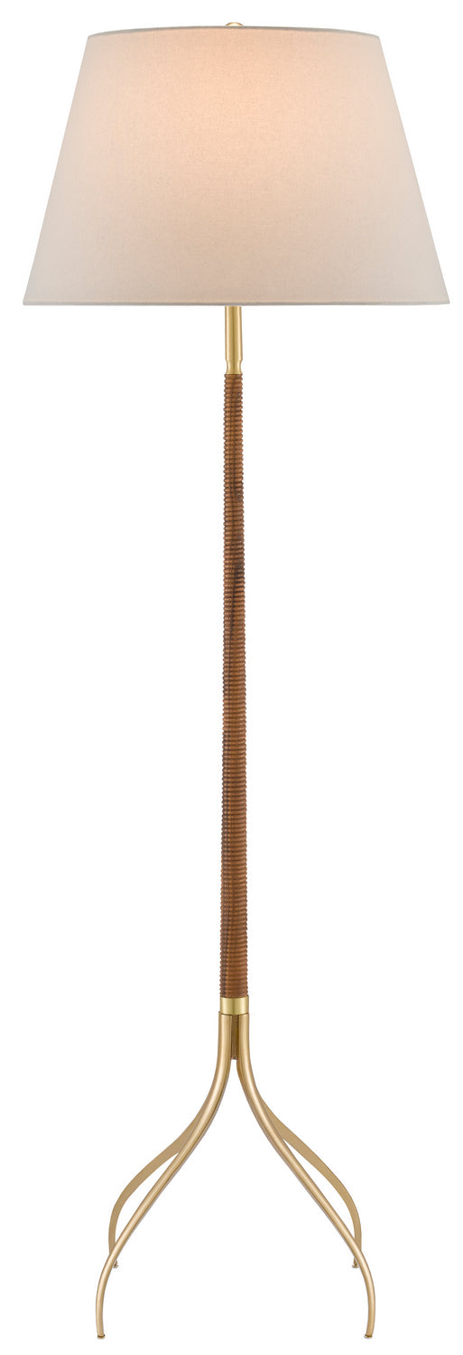 Currey and Company - One Light Floor Lamp - Circus - Natural/Brushed Brass- Union Lighting Luminaires Decor