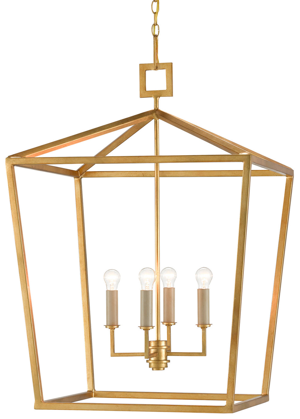 Currey and Company - Four Light Lantern - Denison Collection - Contemporary Gold Leaf- Union Lighting Luminaires Decor