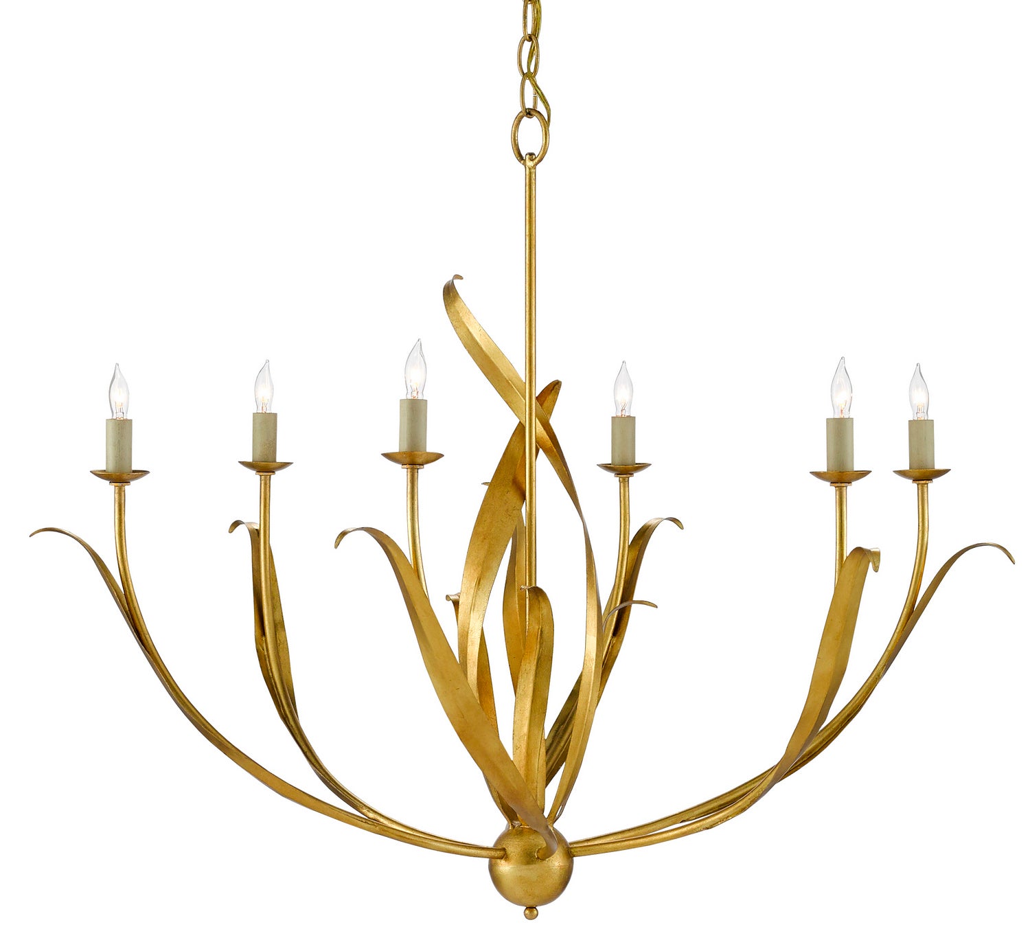 Currey and Company - Six Light Chandelier - Menefee - Antique Gold Leaf- Union Lighting Luminaires Decor