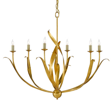 Currey and Company - Six Light Chandelier - Menefee - Antique Gold Leaf- Union Lighting Luminaires Decor