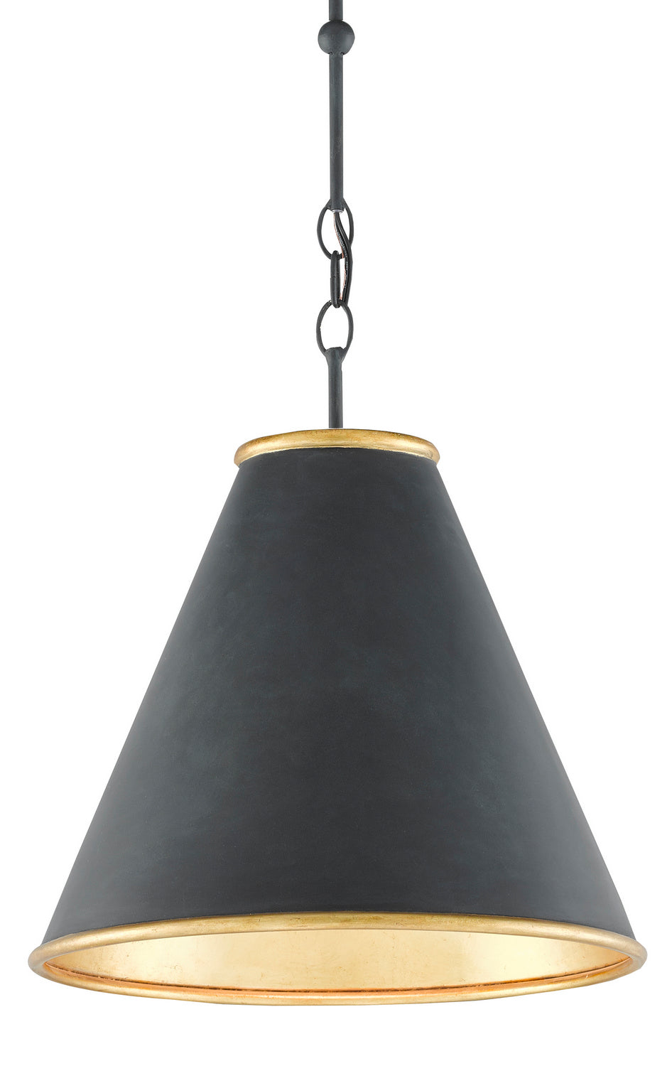 Currey and Company - One Light Pendant - Pierrepont - Antique Black/Contemporary Gold Leaf/Painted Gold- Union Lighting Luminaires Decor