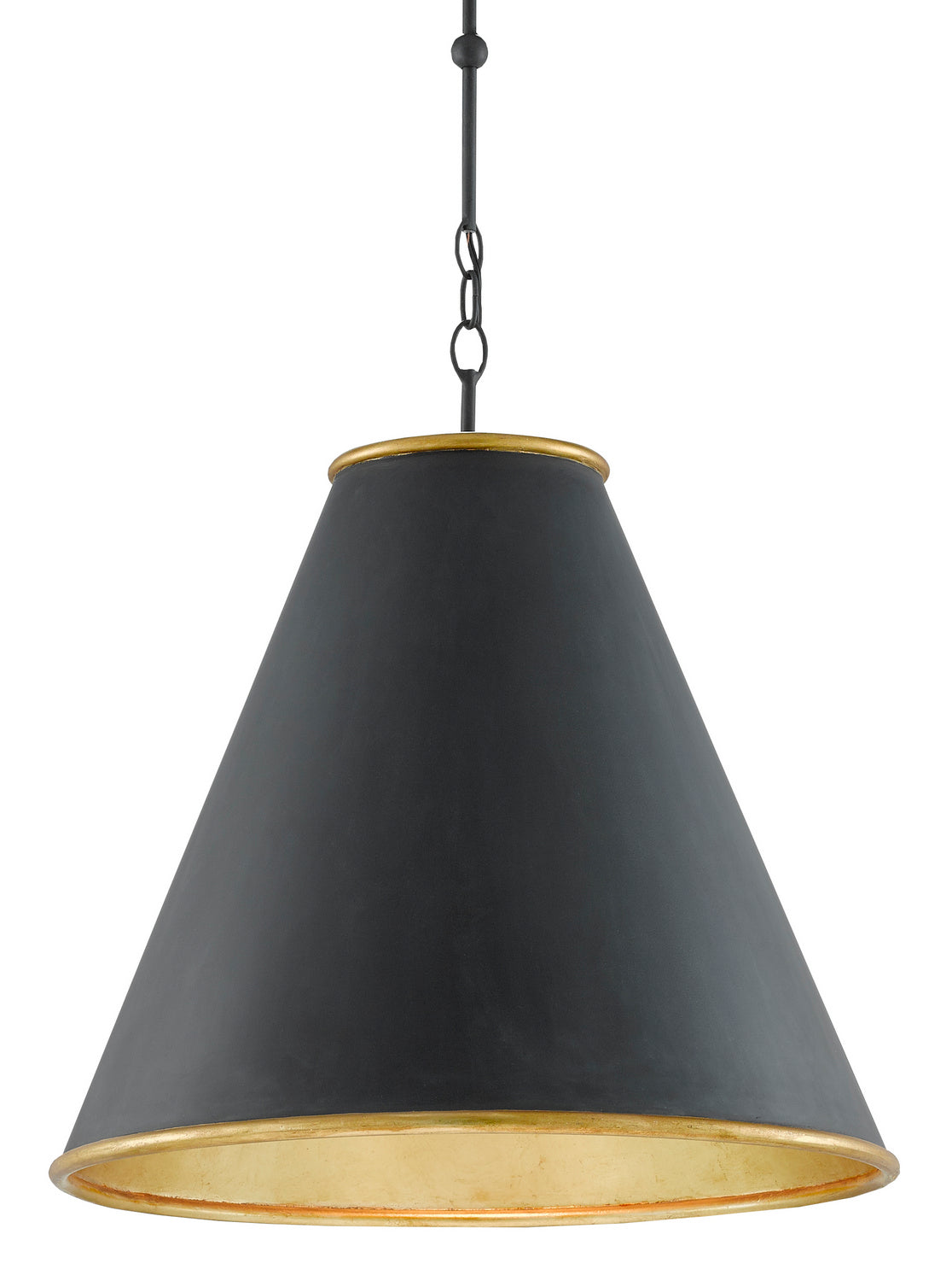 Currey and Company - One Light Pendant - Pierrepont - Antique Black/Contemporary Gold Leaf/Painted Gold- Union Lighting Luminaires Decor