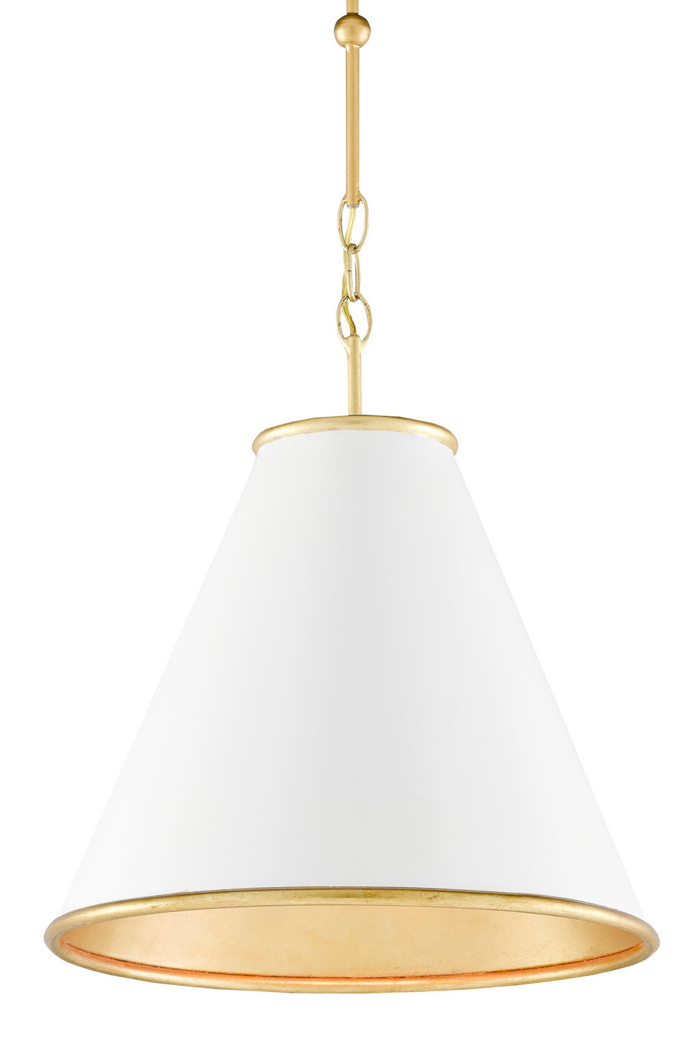 Currey and Company - One Light Pendant - Pierrepont - Painted Gesso White/Contemporary Gold Leaf/Painted Gold- Union Lighting Luminaires Decor