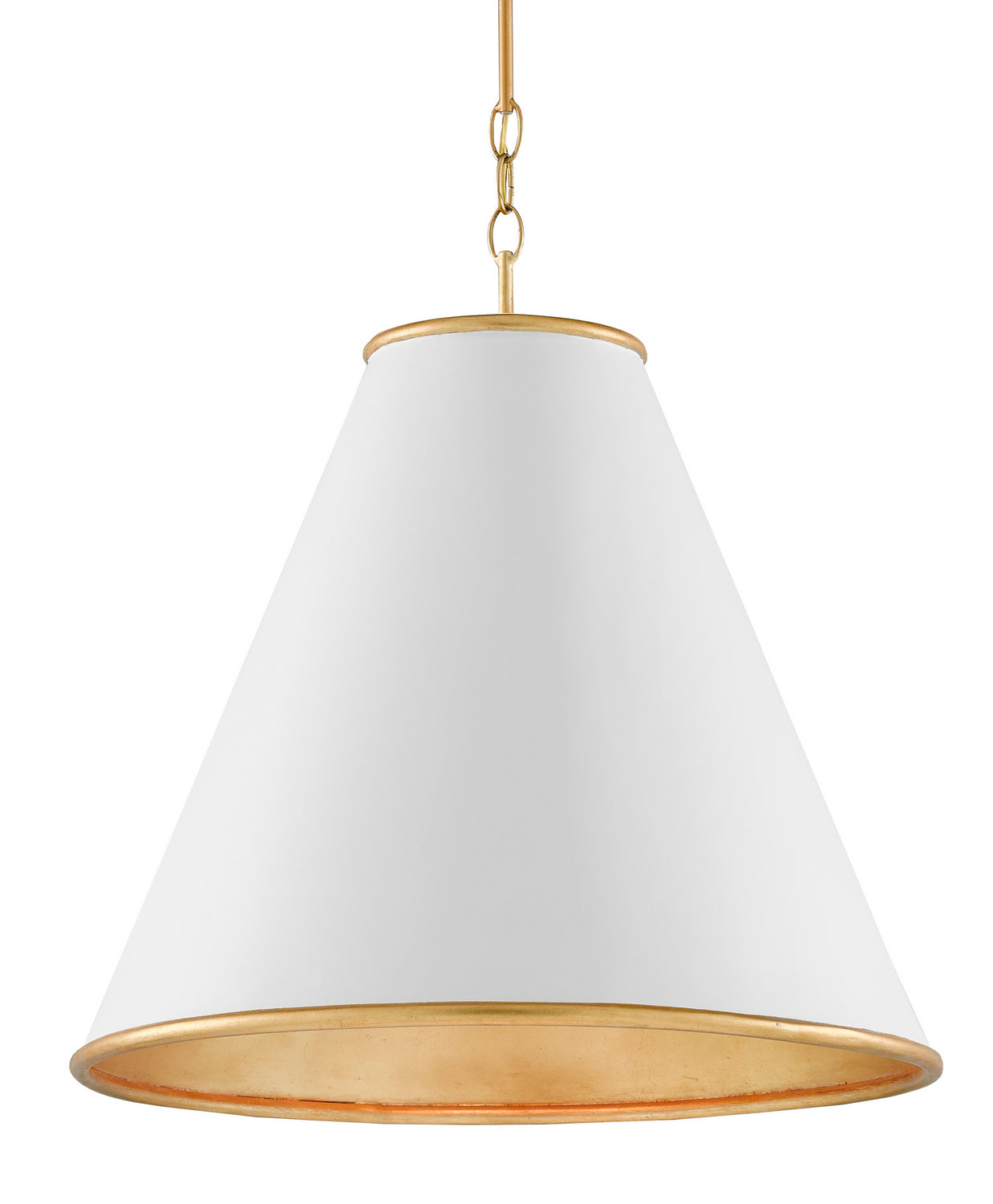 Currey and Company - One Light Pendant - Pierrepont - Painted Gesso White/Contemporary Gold Leaf/Painted Gold- Union Lighting Luminaires Decor