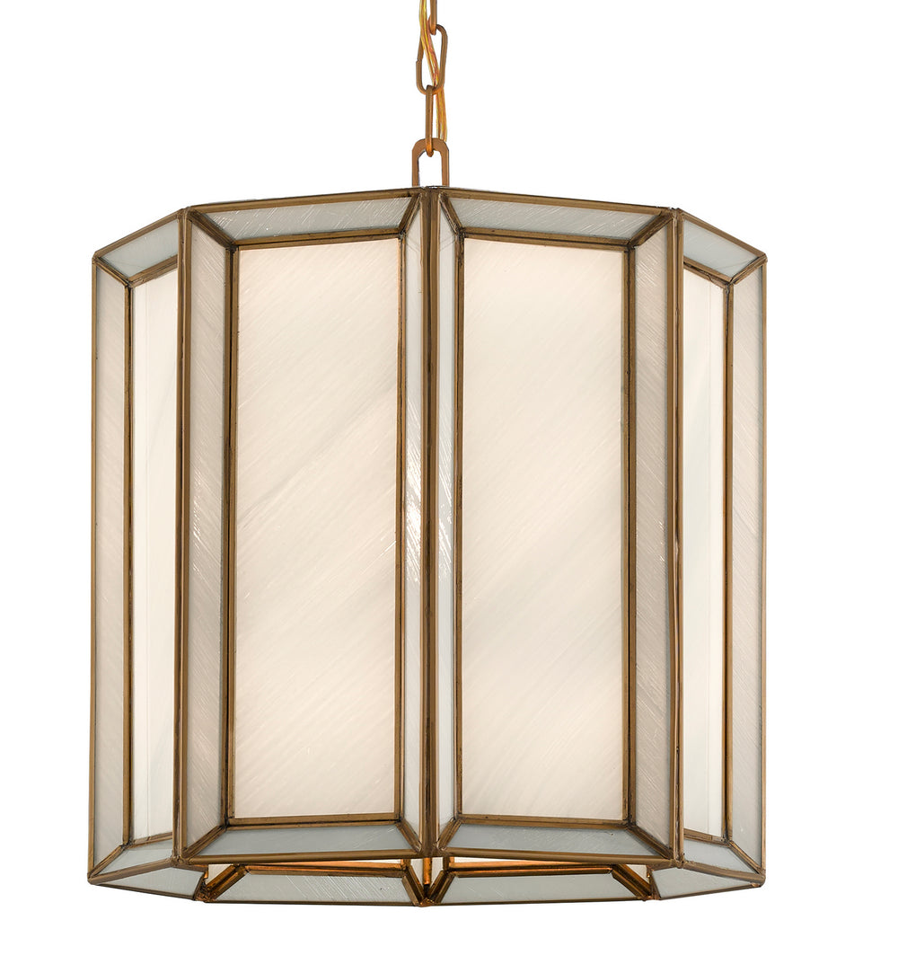 Currey and Company - One Light Pendant - Daze Collection - Antique Brass/White- Union Lighting Luminaires Decor