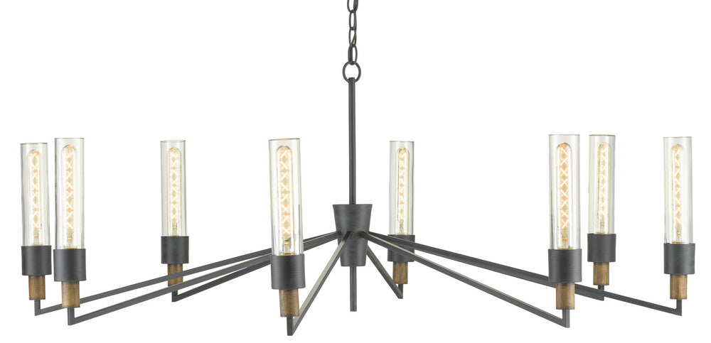 Currey and Company - Eight Light Chandelier - Delgado - Antique Black/Reclaimed Wood- Union Lighting Luminaires Decor