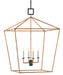 Currey and Company - Four Light Lantern - Denison Collection - Molé Black/Natural Rattan- Union Lighting Luminaires Decor