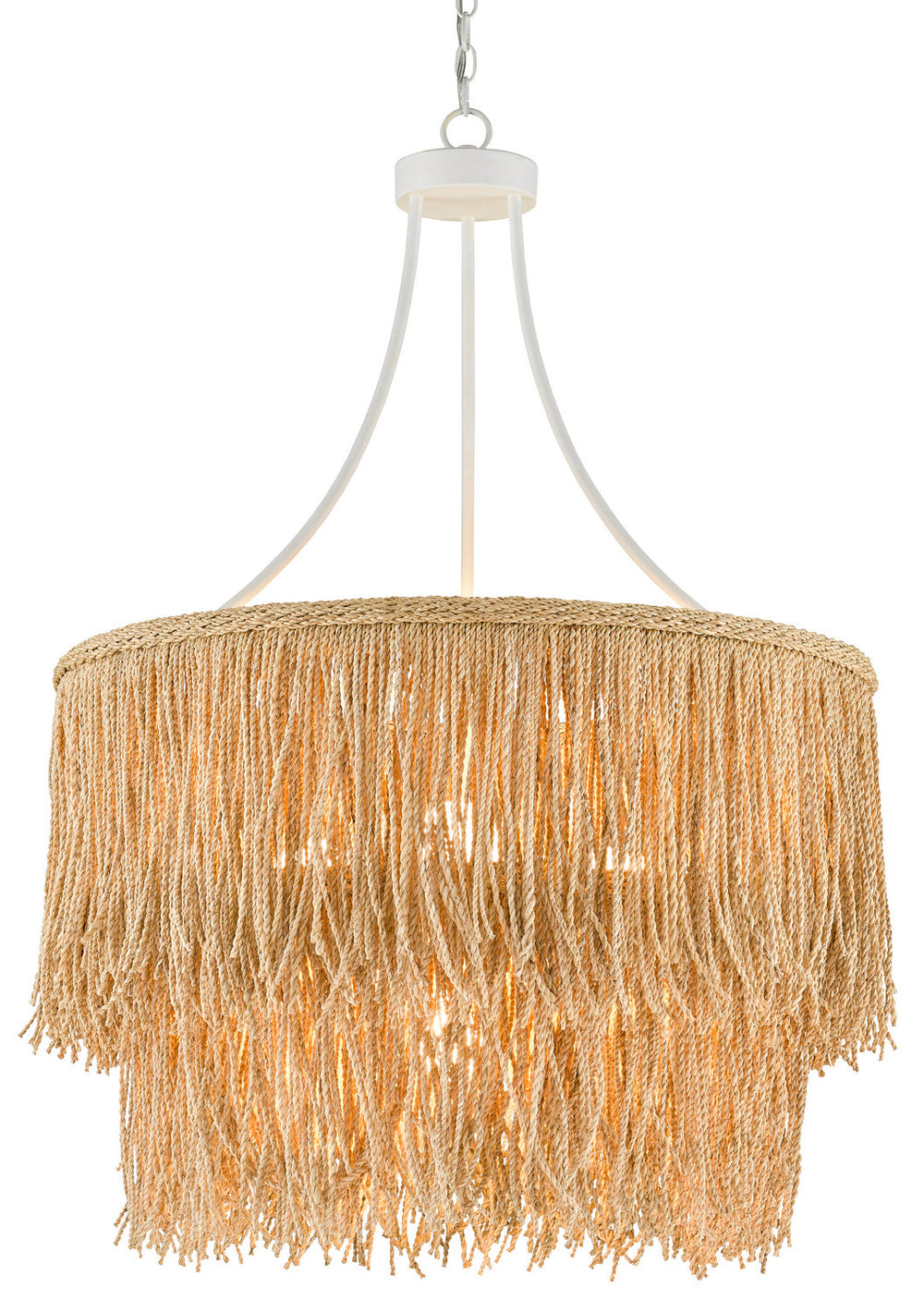 Currey and Company - Four Light Chandelier - Samoa - Gesso White/Natural Rope- Union Lighting Luminaires Decor