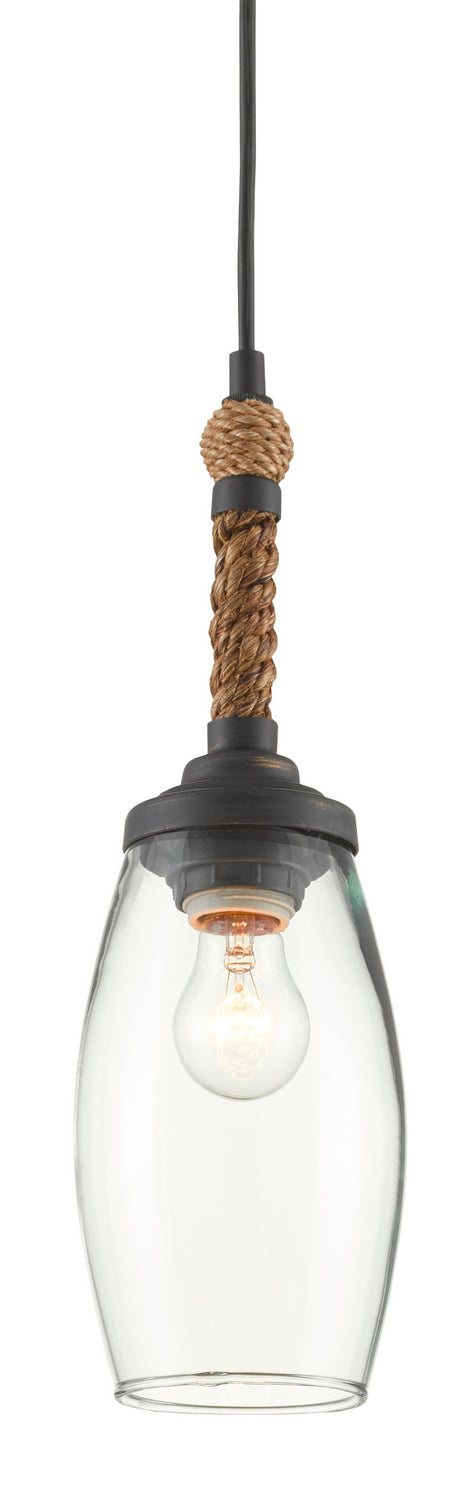 Currey and Company - One Light Pendant - Hightider - Clear/Natural/French Black- Union Lighting Luminaires Decor