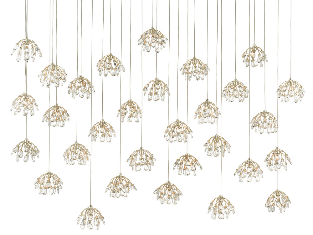 Currey and Company - 30 Light Pendant - Crystal Bud - Clear/Contemporary Silver Leaf/Silver- Union Lighting Luminaires Decor