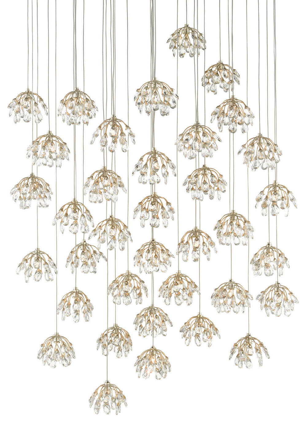 Currey and Company - 36 Light Pendant - Crystal Bud - Clear/Contemporary Silver Leaf/Silver- Union Lighting Luminaires Decor