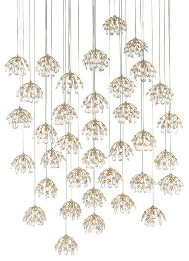 Currey and Company - 36 Light Pendant - Crystal Bud - Clear/Contemporary Silver Leaf/Silver- Union Lighting Luminaires Decor