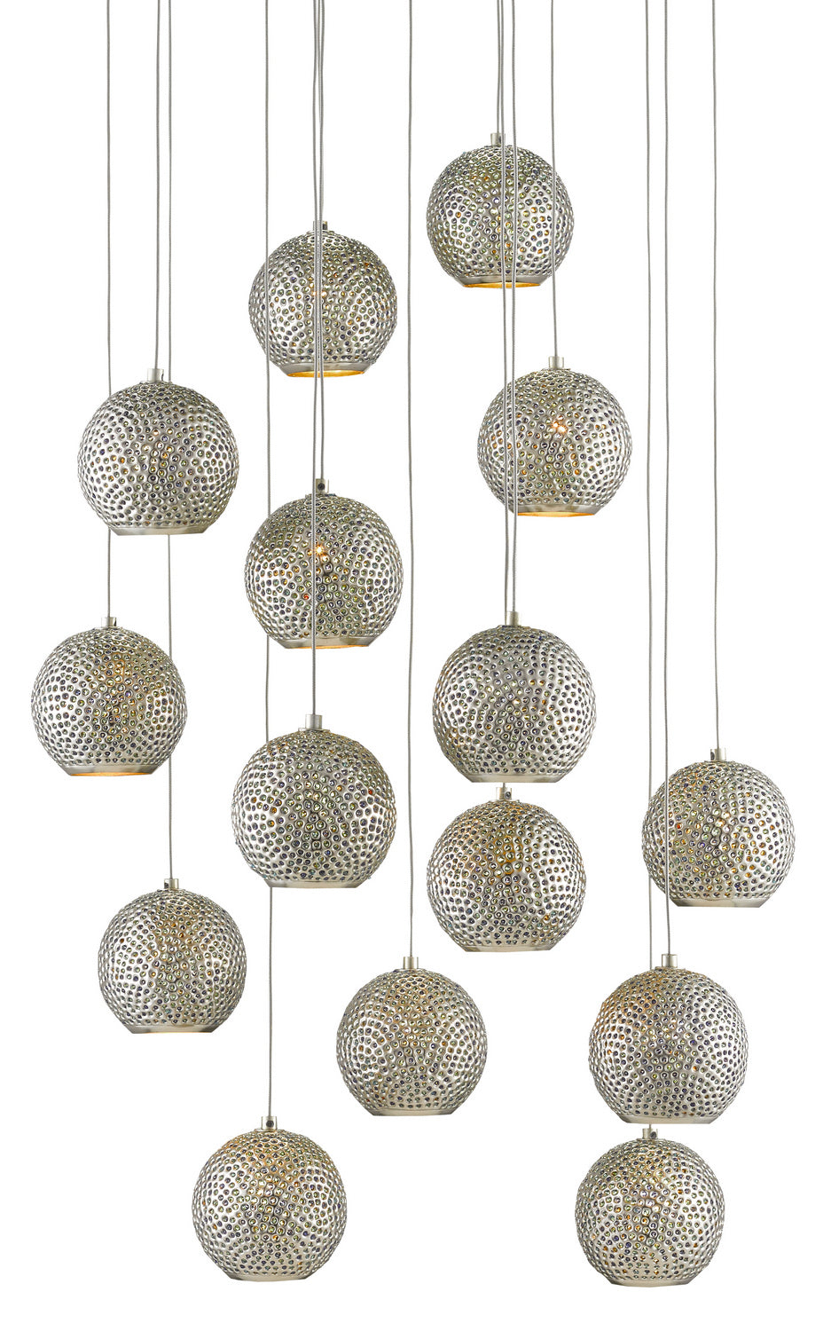 Currey and Company - 15 Light Pendant - Giro Collection - Blue/Nickel- Union Lighting Luminaires Decor