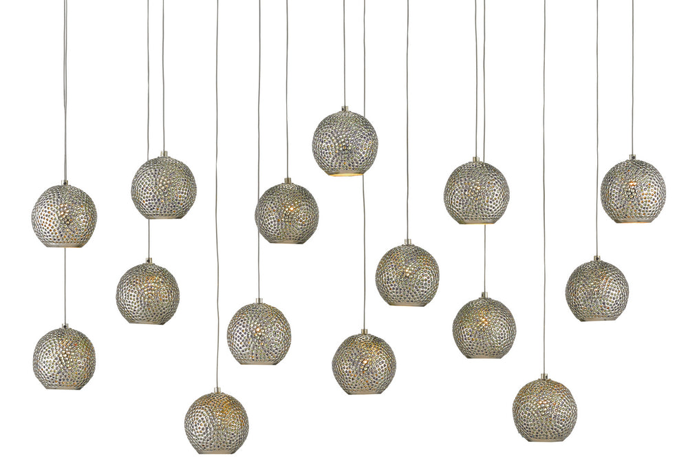 Currey and Company - 15 Light Pendant - Giro - Blue/Nickel- Union Lighting Luminaires Decor