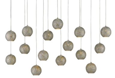 Currey and Company - 15 Light Pendant - Giro - Blue/Nickel- Union Lighting Luminaires Decor