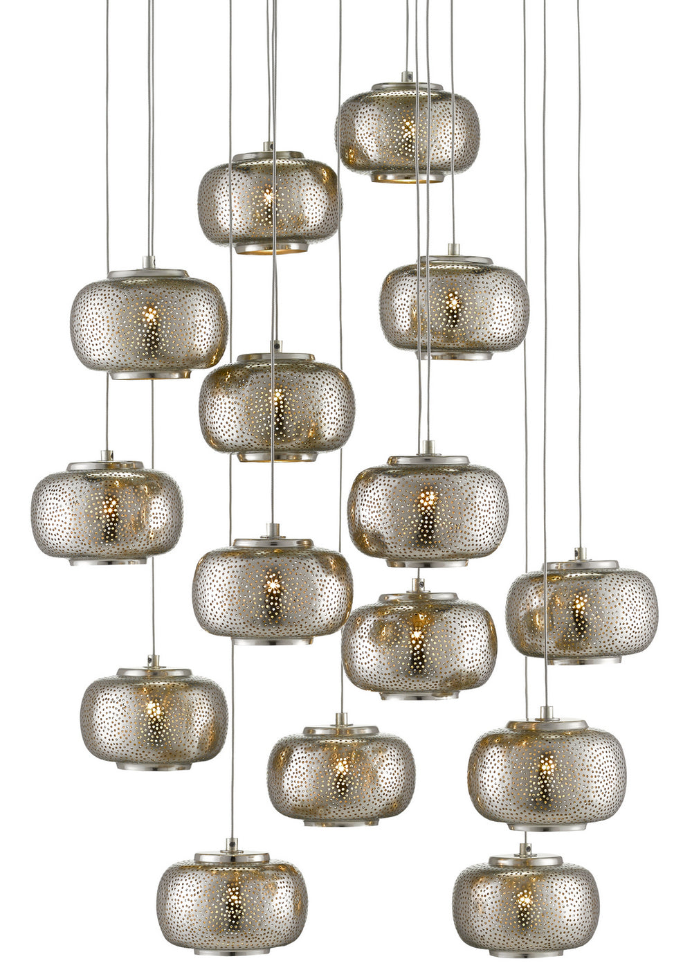 Currey and Company - 15 Light Pendant - Pepper - Nickel/Silver- Union Lighting Luminaires Decor