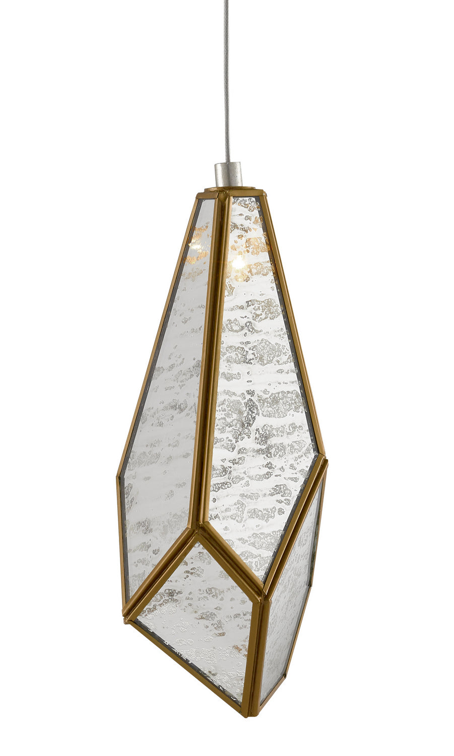 Currey and Company - One Light Pendant - Glace Collection - Raj Mirror/Antique Brass- Union Lighting Luminaires Decor