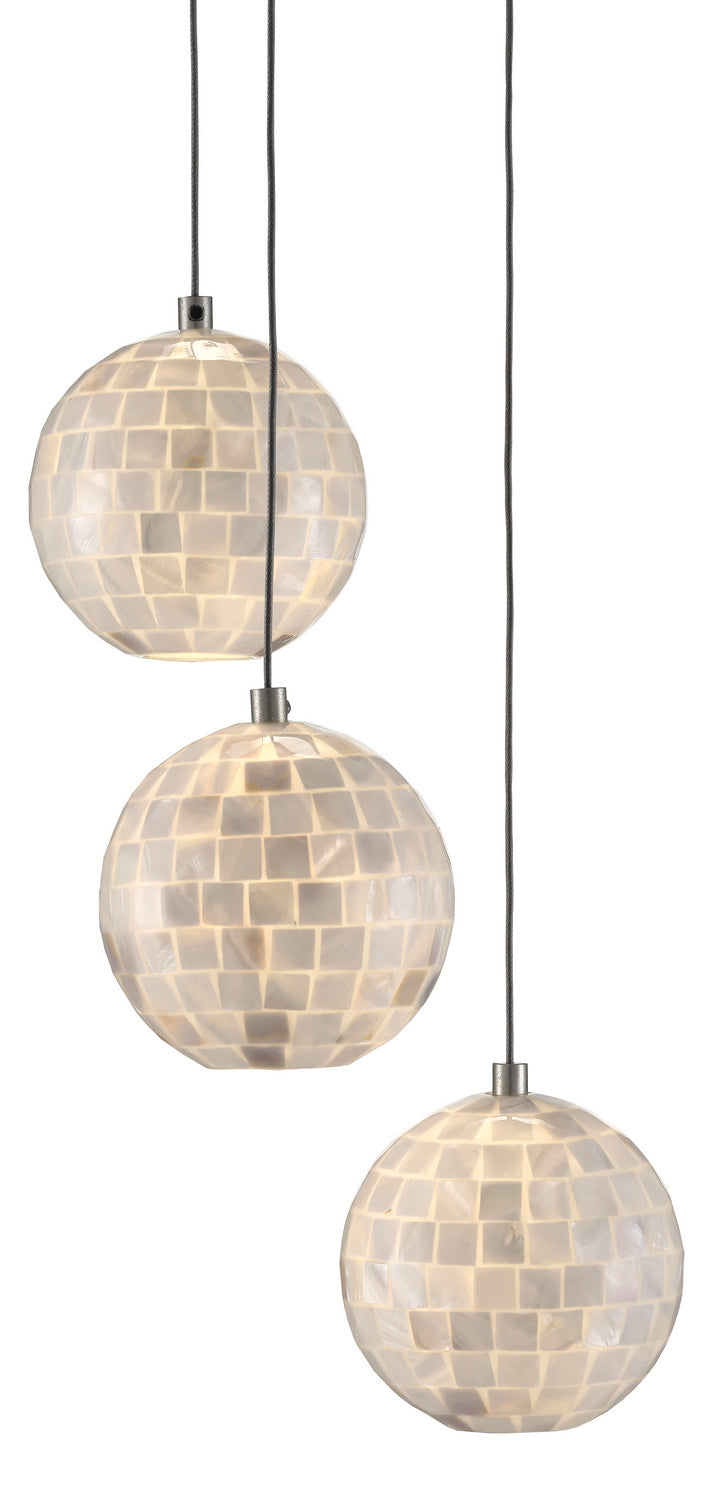 Currey and Company - Three Light Pendant - Finhorn Collection - Pearl- Union Lighting Luminaires Decor