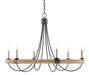 Currey and Company - Six Light Chandelier - Shipwright Chandelier - French Black/Smokewood/Natural Abaca Rope- Union Lighting Luminaires Decor