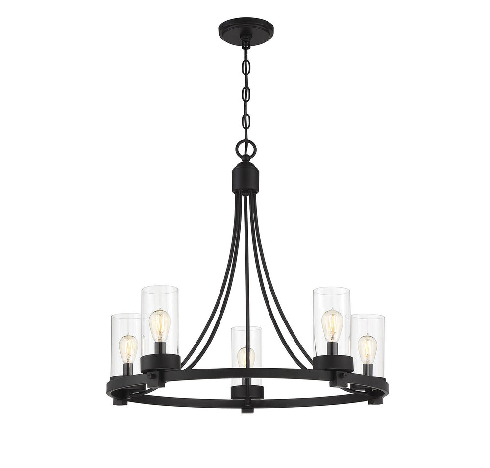 Meridian - Five Light Chandelier - Mchan - Matte Black- Union Lighting Luminaires Decor