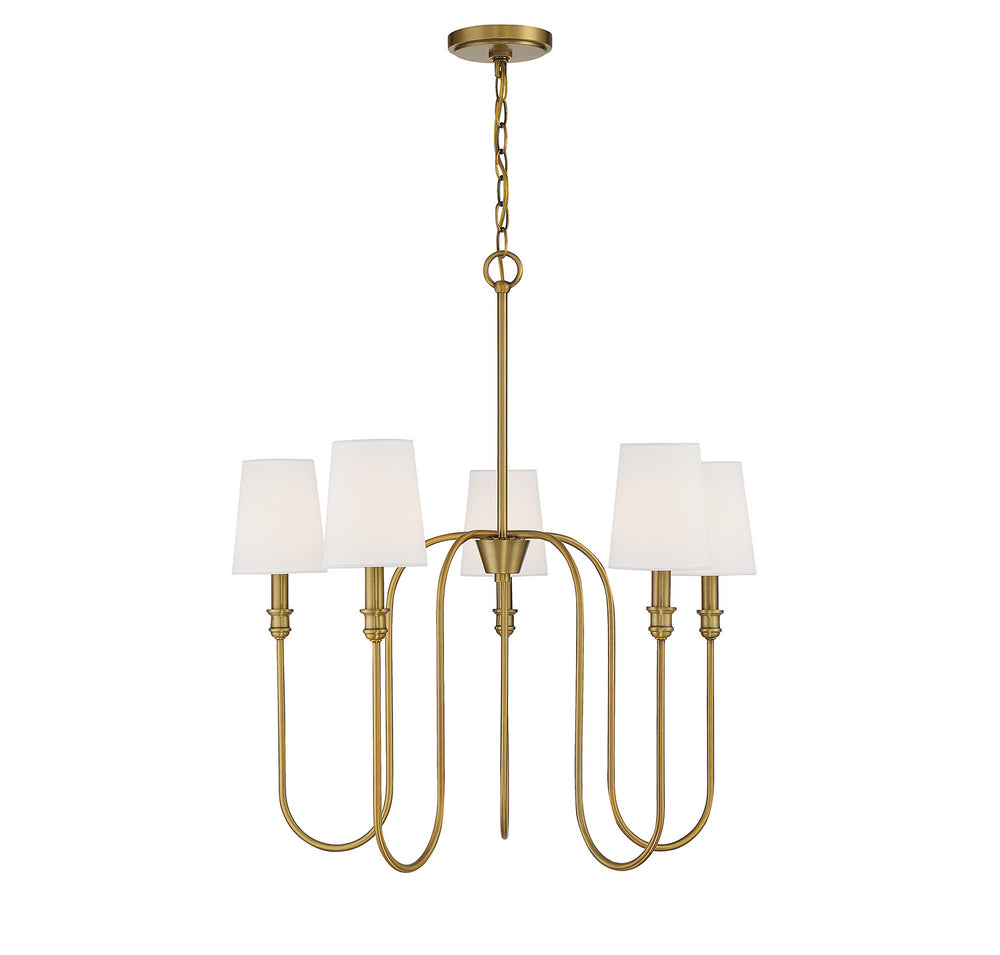 Meridian - Five Light Chandelier - Natural Brass- Union Lighting Luminaires Decor