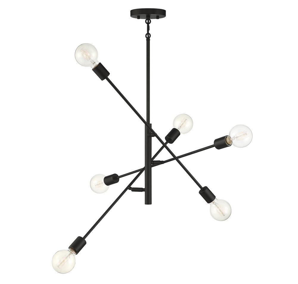 Meridian - Six Light Chandelier - Matte Black- Union Lighting Luminaires Decor