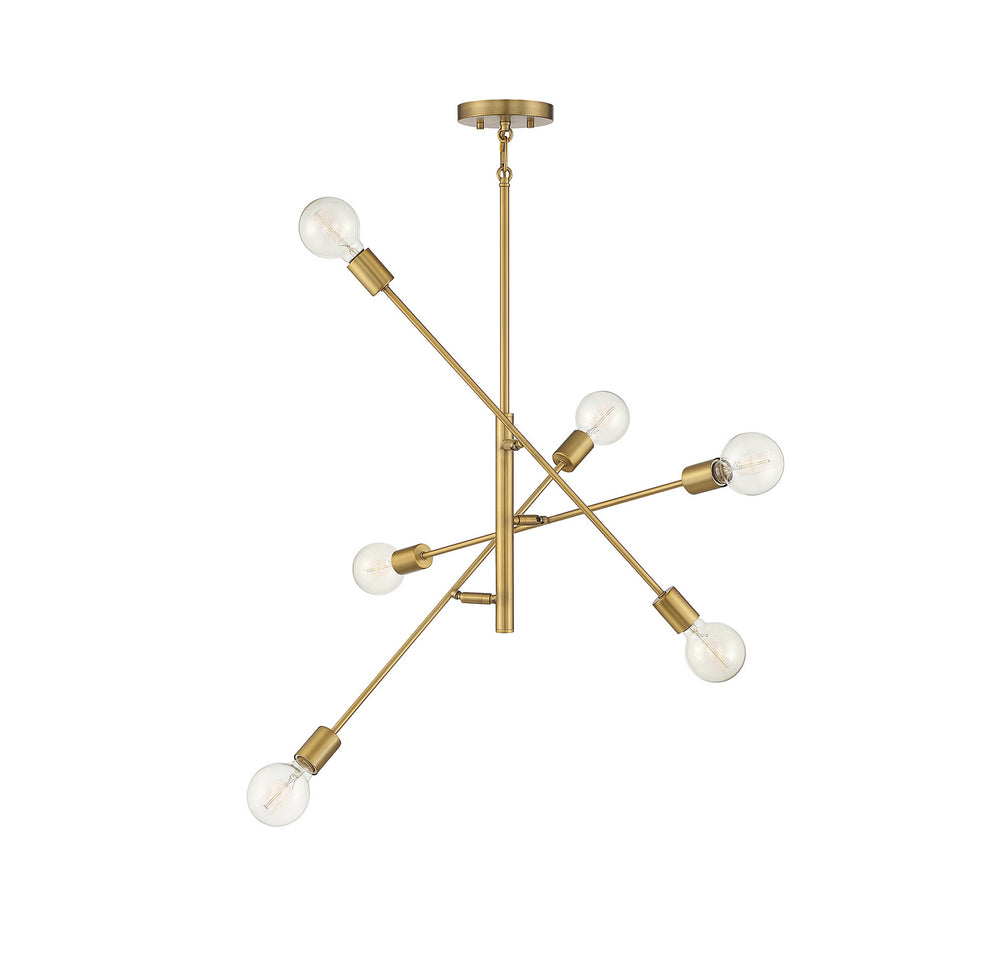 Meridian - Six Light Chandelier - Natural Brass- Union Lighting Luminaires Decor