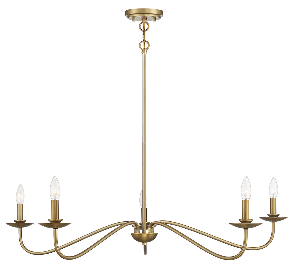 Meridian - Five Light Chandelier - Natural Brass- Union Lighting Luminaires Decor