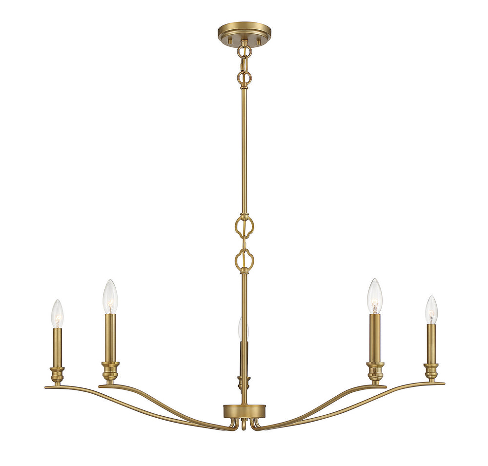Meridian - Five Light Chandelier - Natural Brass- Union Lighting Luminaires Decor