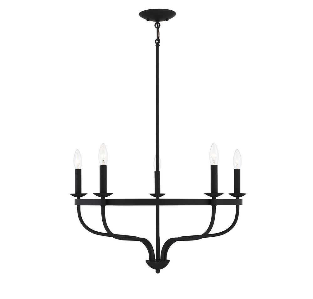 Meridian - Five Light Chandelier - Matte Black- Union Lighting Luminaires Decor