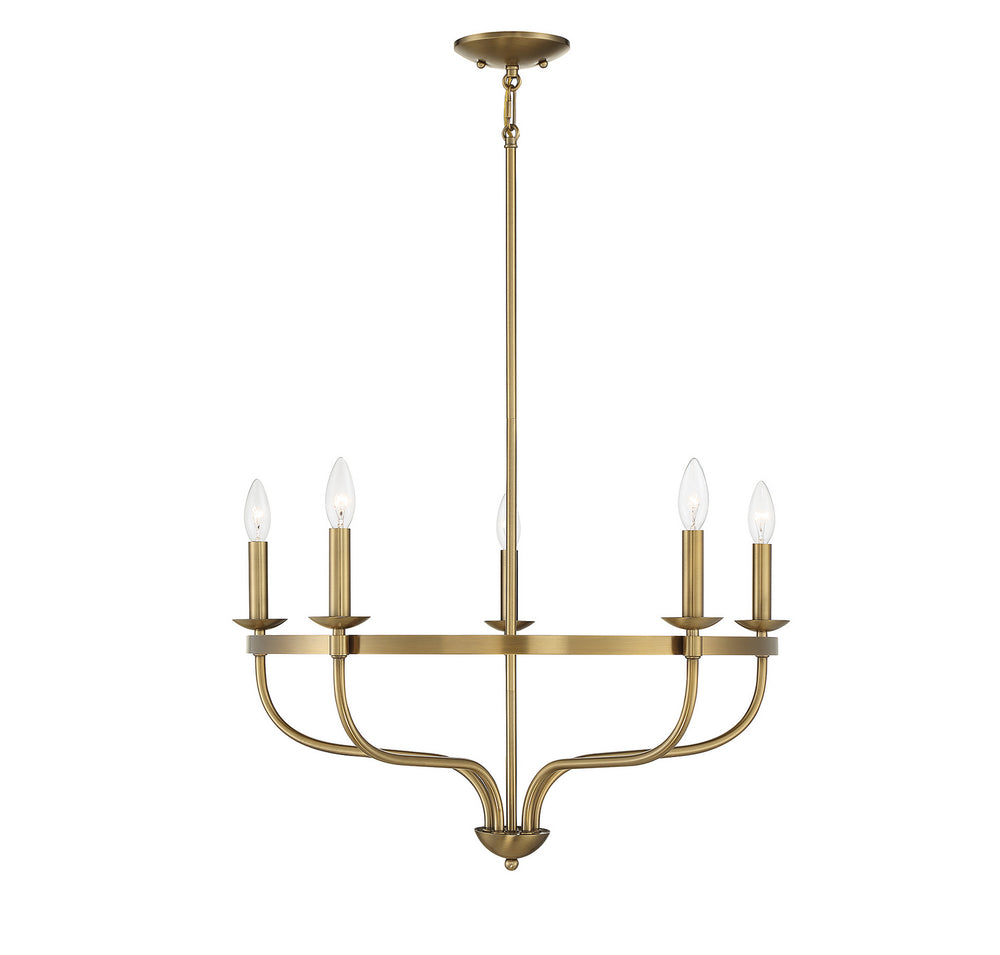 Meridian - Five Light Chandelier - Natural Brass- Union Lighting Luminaires Decor