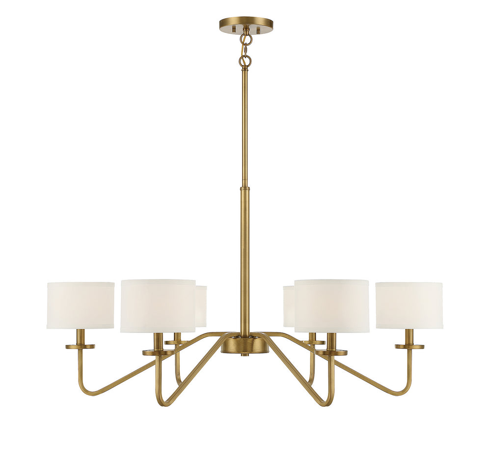 Meridian - Six Light Chandelier - Natural Brass- Union Lighting Luminaires Decor
