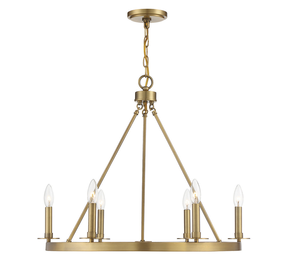 Meridian - Six Light Chandelier - Natural Brass- Union Lighting Luminaires Decor
