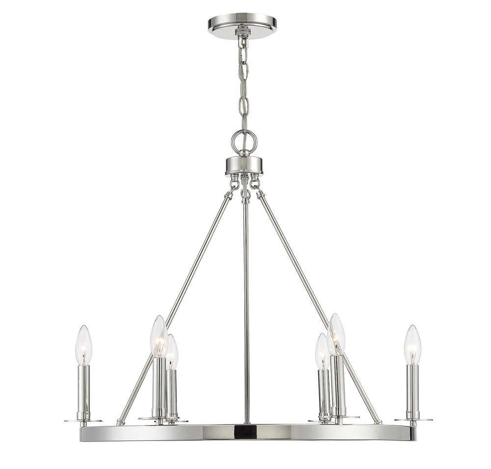Meridian - Six Light Chandelier - Polished Nickel- Union Lighting Luminaires Decor