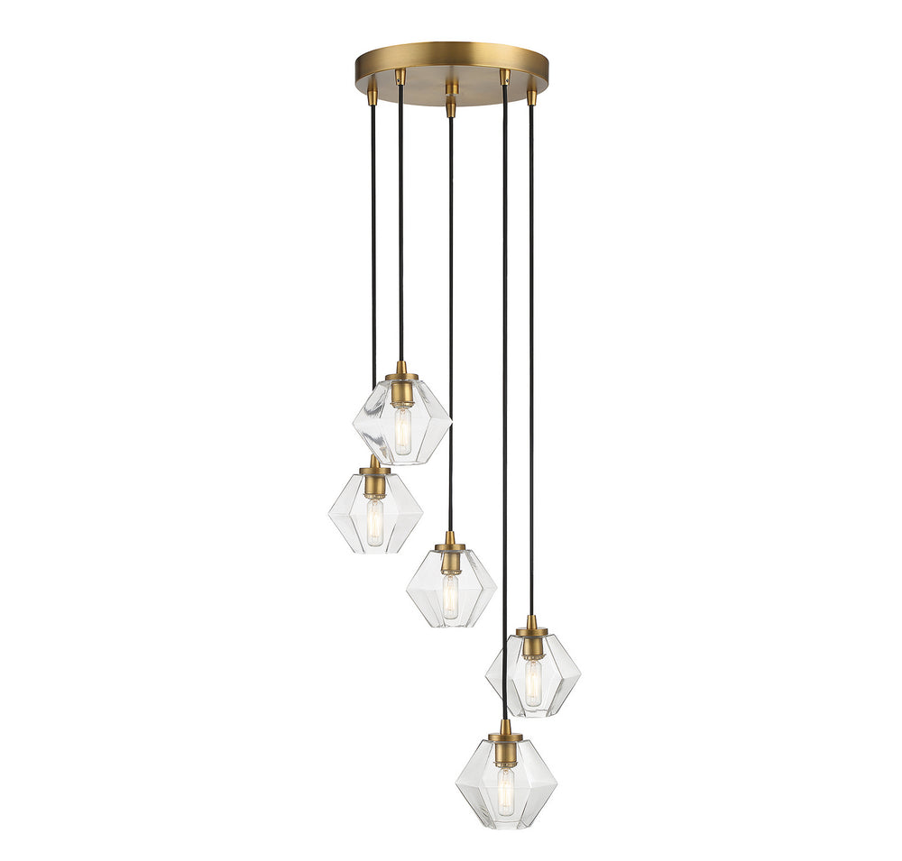 Meridian - Five Light Chandelier - Natural Brass- Union Lighting Luminaires Decor