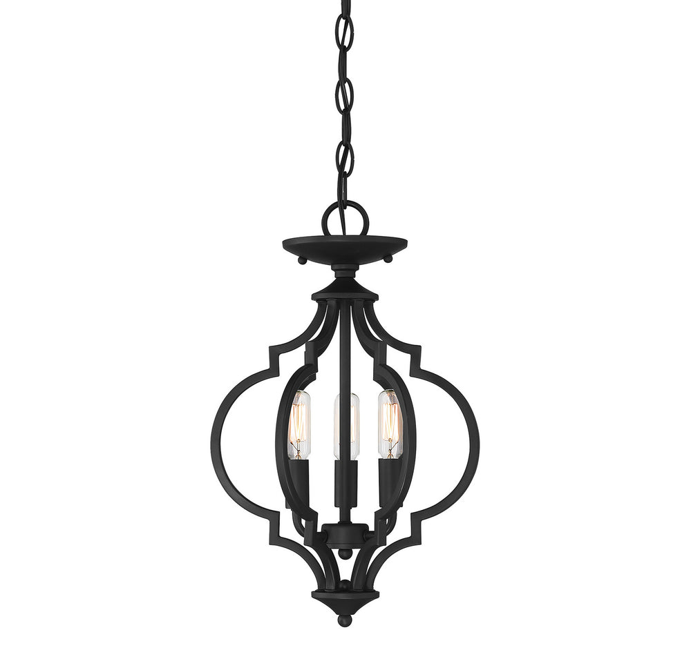 Meridian - Three Light Semi-Flush Mount - Matte Black- Union Lighting Luminaires Decor