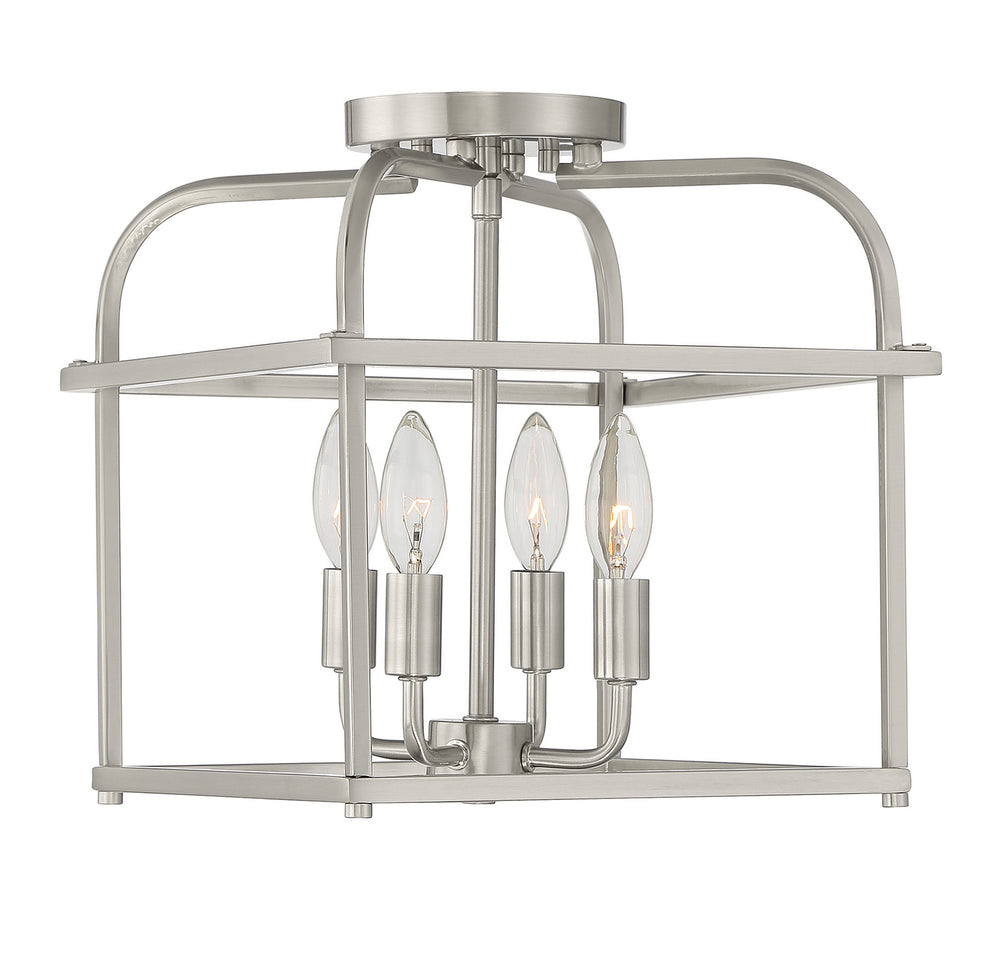 Meridian - Four Light Semi-Flush Mount - Brushed Nickel- Union Lighting Luminaires Decor