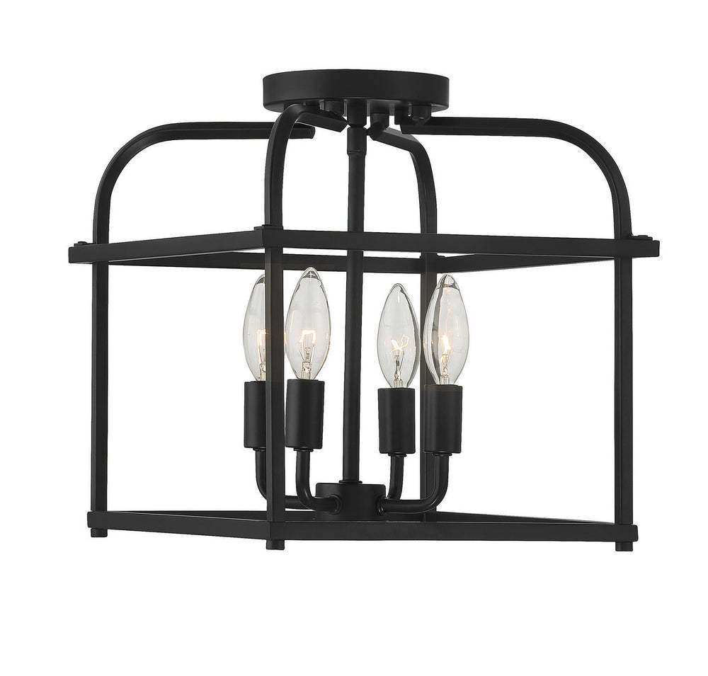 Meridian - Four Light Semi-Flush Mount - Matte Black- Union Lighting Luminaires Decor