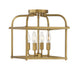 Meridian - Four Light Semi-Flush Mount - Natural Brass- Union Lighting Luminaires Decor