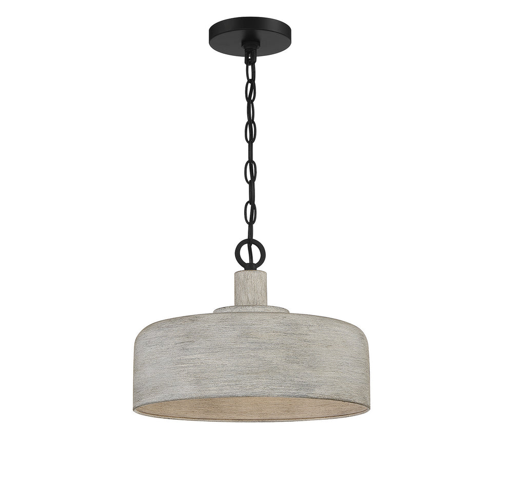 Meridian - One Light Pendant - Weathered Gray with Black- Union Lighting Luminaires Decor