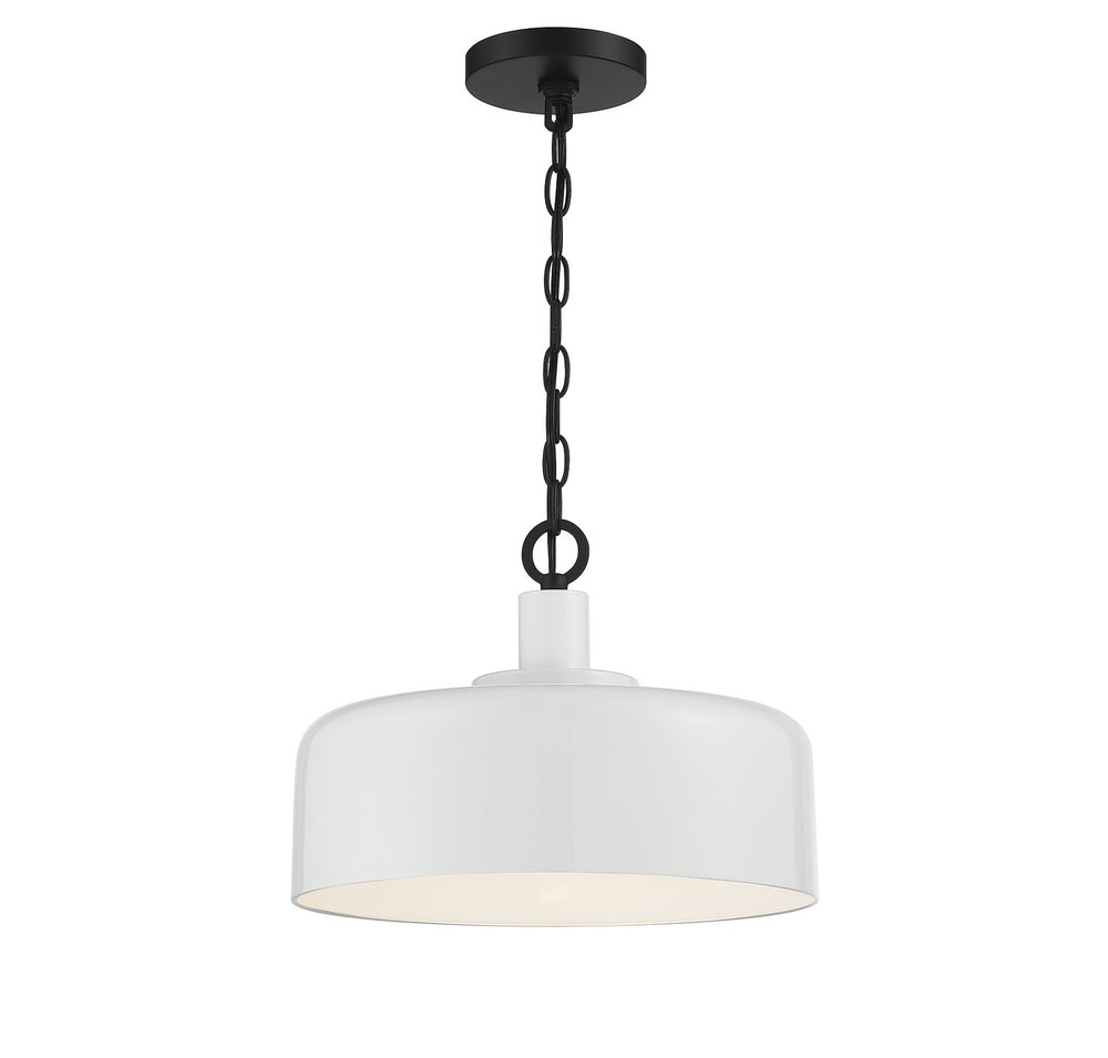 Meridian - One Light Pendant - White with Black- Union Lighting Luminaires Decor