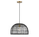 Meridian - One Light Pendant - Black with Natural Brass Accents- Union Lighting Luminaires Decor
