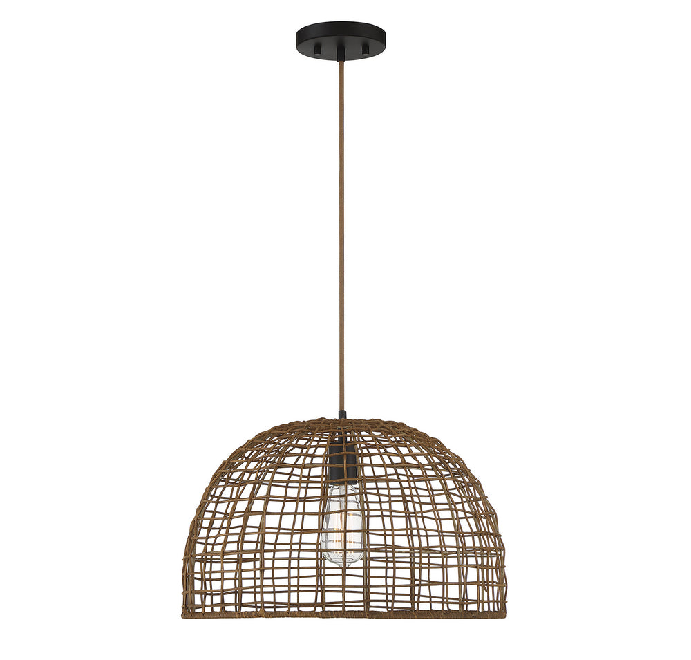 Meridian - One Light Pendant - Dark Rattan with a Dark Brown Socket- Union Lighting Luminaires Decor