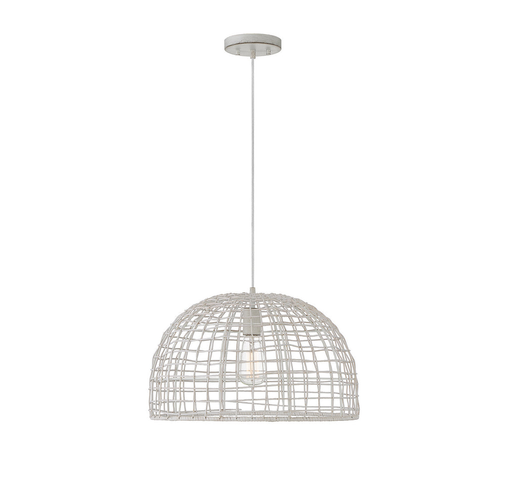 Meridian - One Light Pendant - White Rattan with a White Socket- Union Lighting Luminaires Decor
