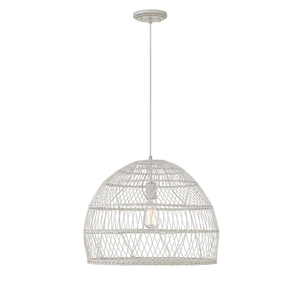 Meridian - One Light Pendant - White Rattan with a White Socket- Union Lighting Luminaires Decor